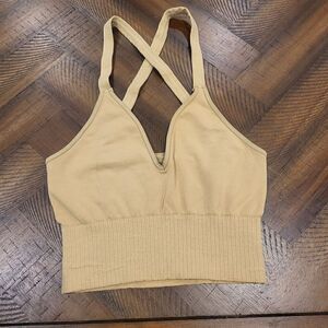 Free People Good Karma Cropped Tank M/L NWOT Gold